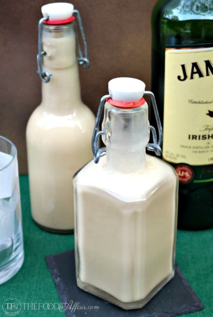 Homemade Irish Cream added to cocoa for Irish cream hot chocolate beverage