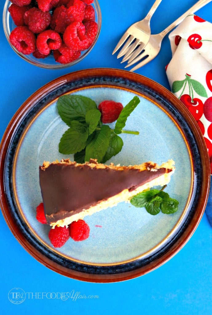 The best Boston cream pie with mint and raspberries