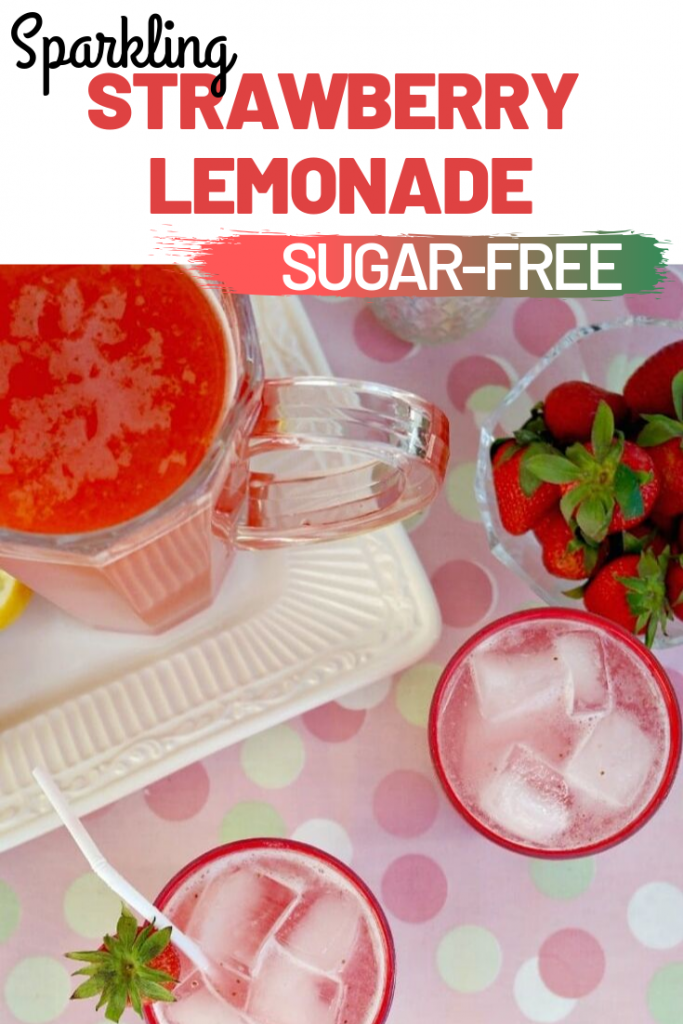 Refreshing sugar-free strawberry lemonade with fresh squeezed lemons and sweetened with monk fruit!  Enjoy this drink any day or serve for a special occasion! #beverage #lemonade #drink #strawberry #drinkup #thefoodieaffair