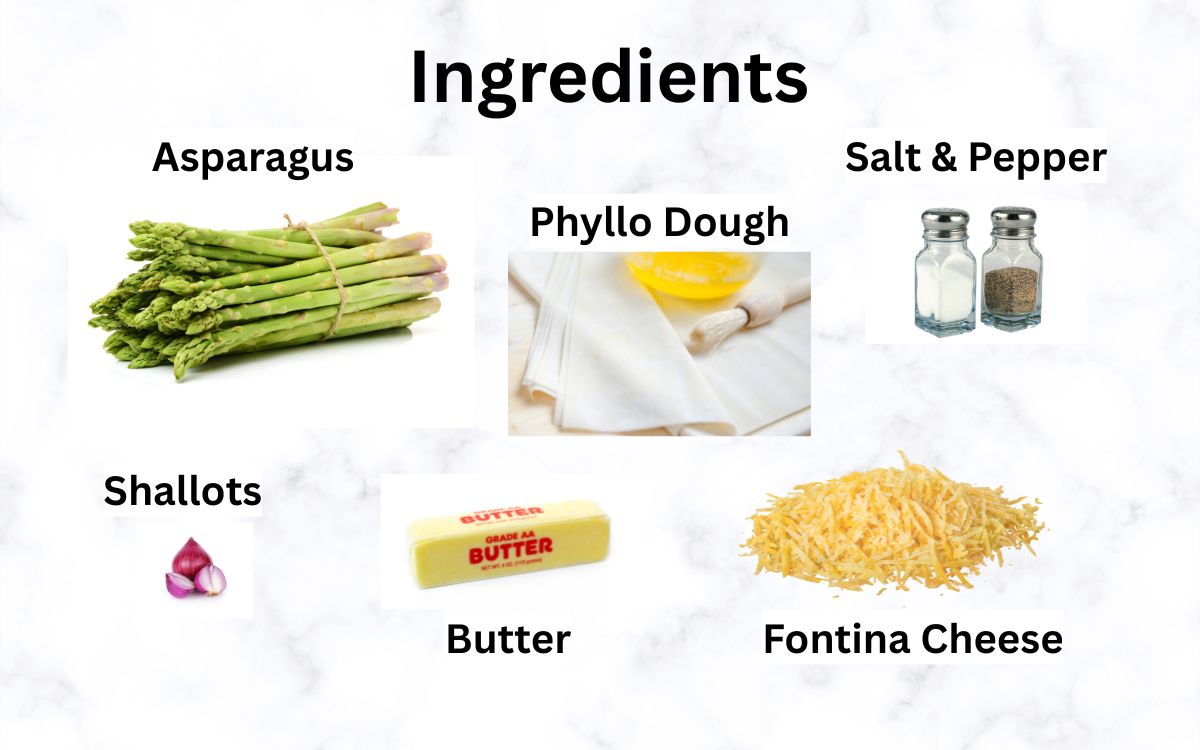 Ingredients to make Asparagus Tart. 