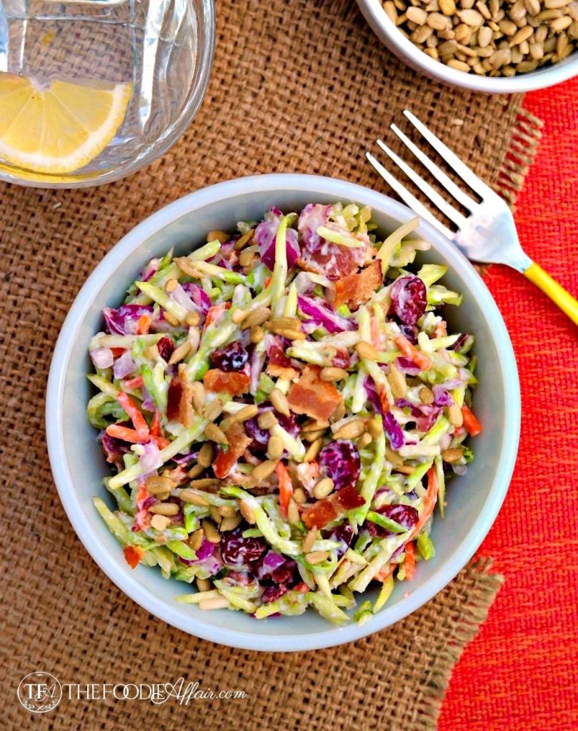 Broccoli Slaw in a white bowl