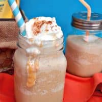 Dulce de Leche Frappe coffee drink topped with whipped cream
