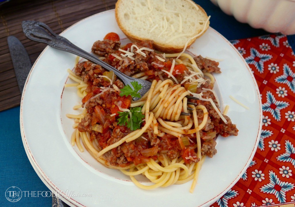 Barilla® Spaghetti with San Marzano Tomato & Meat Sauce - The Foodie Affair