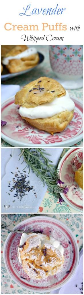 Lavender Cream Puffs filled with whipped cream and a lavender glaze - The Foodie Affair