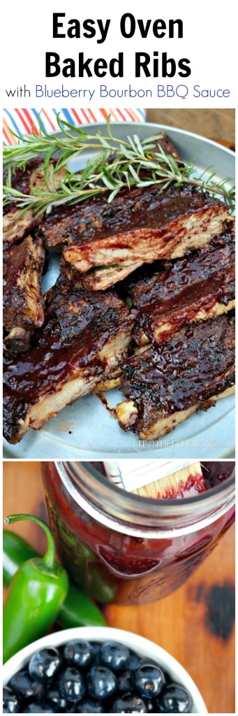 Easy oven baked ribs with blueberry bourbon sauce - The Foodie Affair