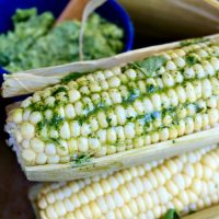 slow cooker corn on the cop with cilantro butter