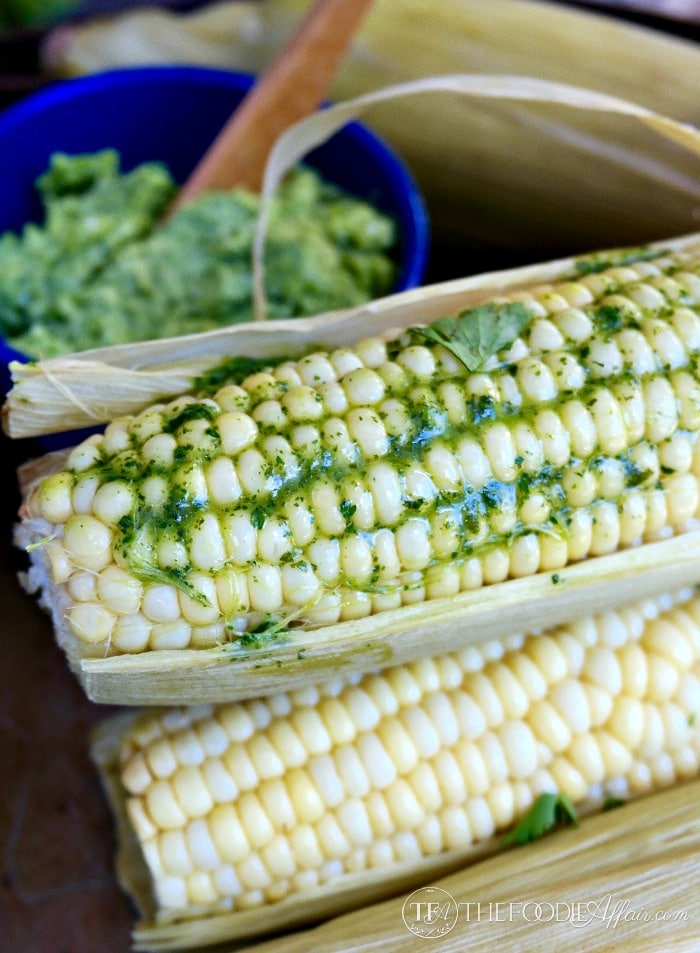 slow cooker corn on the cop with cilantro butter