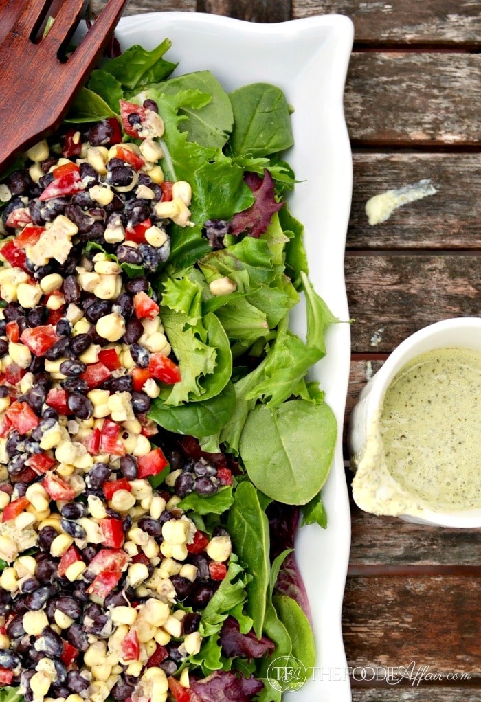 Southwestern Black Bean and Corn Salad with a yogurt cilantro dressing - The Foodie Affair