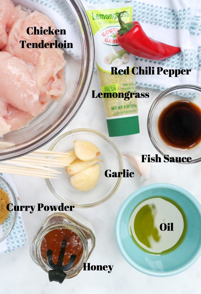 Ingredients to make chicken Satay