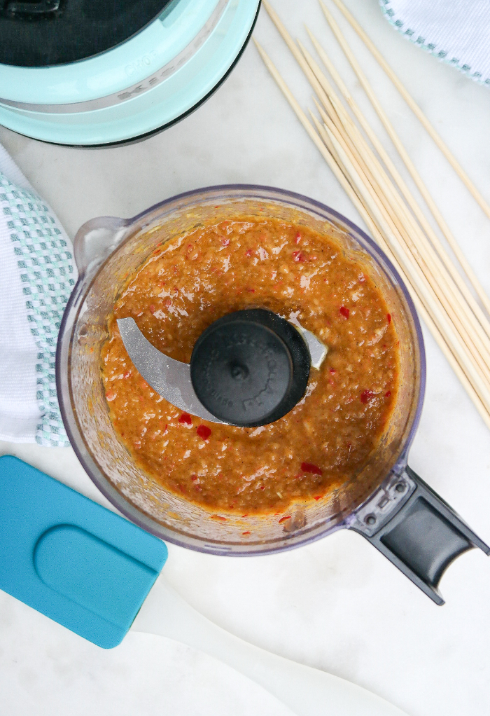 Marinade in a food processor.