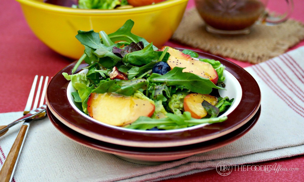 Light Poppy Seed Dressing with green salad and fruit