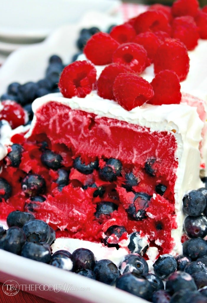 Raspberry Sorbet Cake with Fresh Blueberries