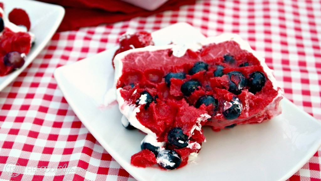 Raspberry Sorbet Cake with Fresh Blueberries 