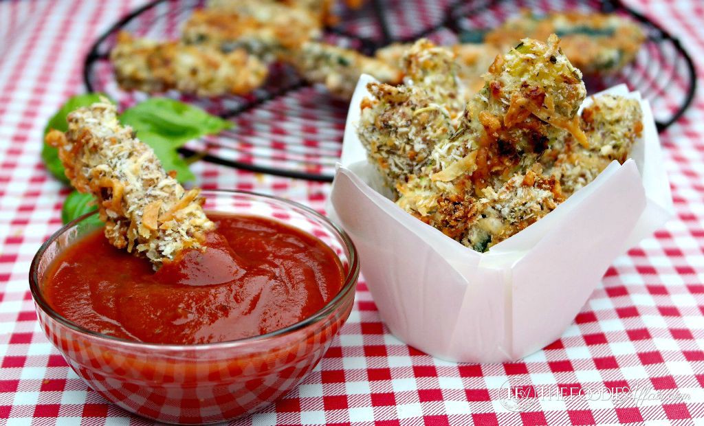 These Crunchy Baked Zucchini Sticks are made with parmesan cheese and flaky panko adding a crunchy texture. Dip these in pizza sauce for a tasty appetizer or serve as a side dish. The Foodie Affair