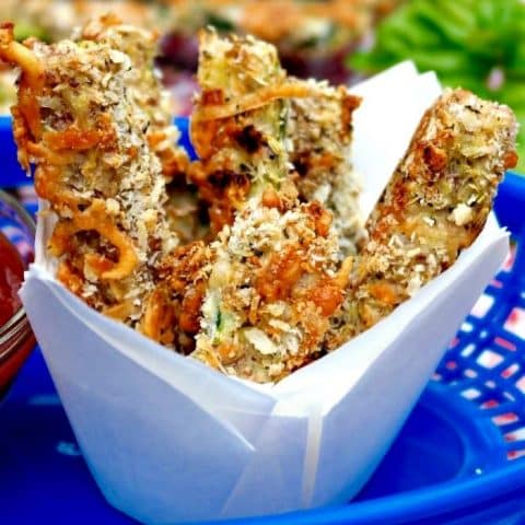 These Zucchini Sticks are baked with parmesan cheese and flaky panko adding a crunchy texture. Dip these in pizza sauce for a tasty appetizer or serve as a side dish. The Foodie Affair