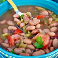 Mexican Beans in a teal bowl
