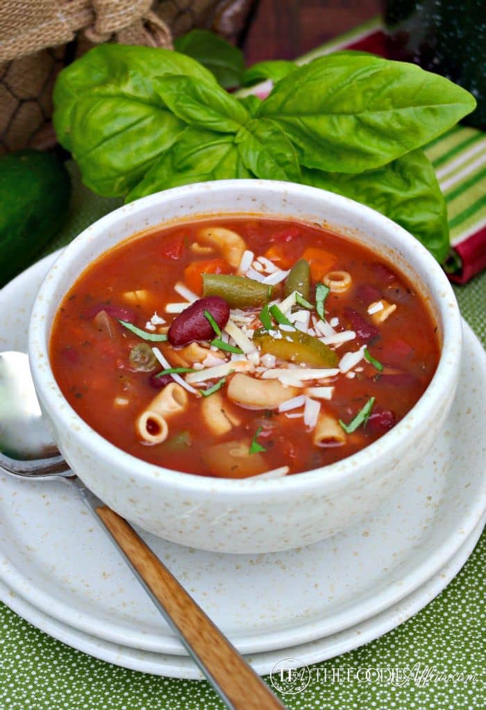 Minestrone Soup with Chickpea Pasta