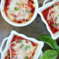 Easy Ravioli Lasagnas served in individual ramekins.