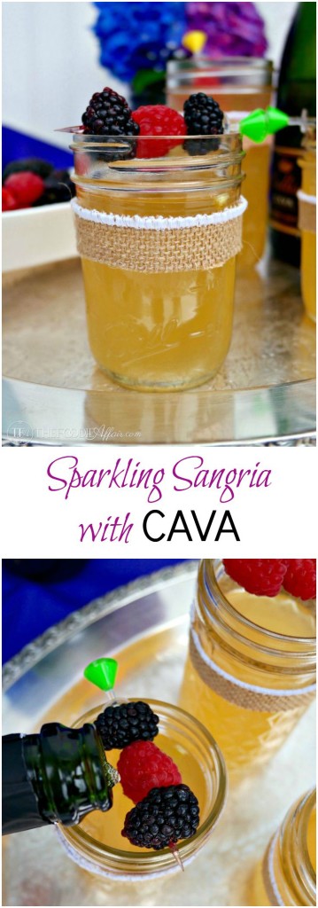 Sparkling Sangria is refreshing cocktail made with white wine, fruit juice, fresh fruits and then topped with sparkling wine like Cava. This festive drink is perfect for any celebration! The Foodie Affair 