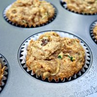 protein muffins with zucchini and walnuts in a baking tin