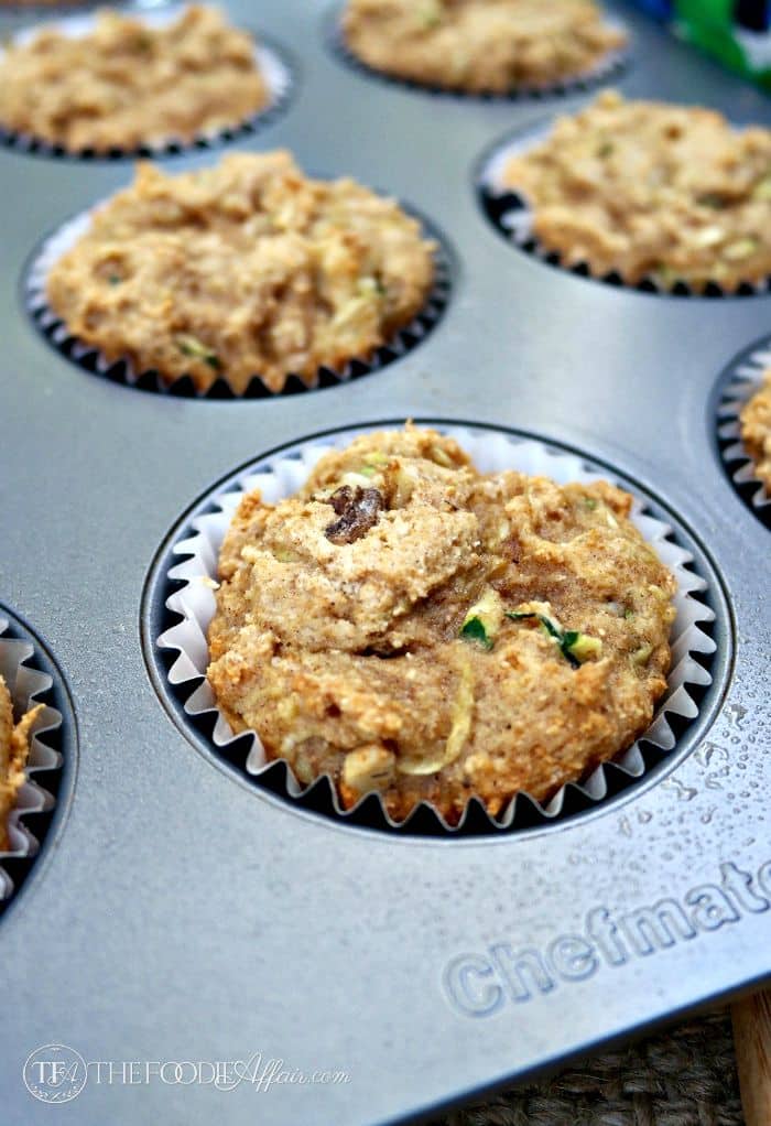 fresh baked protein muffins in baking tin