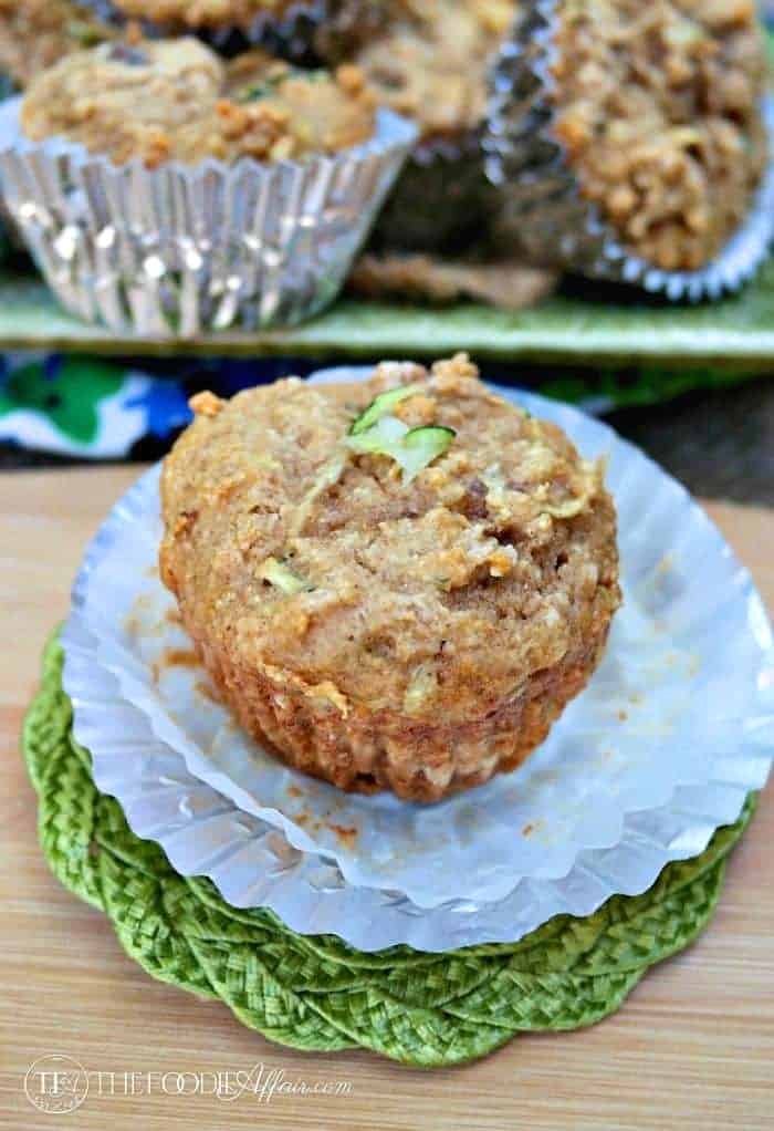 protein muffin made with zucchini and walnuts