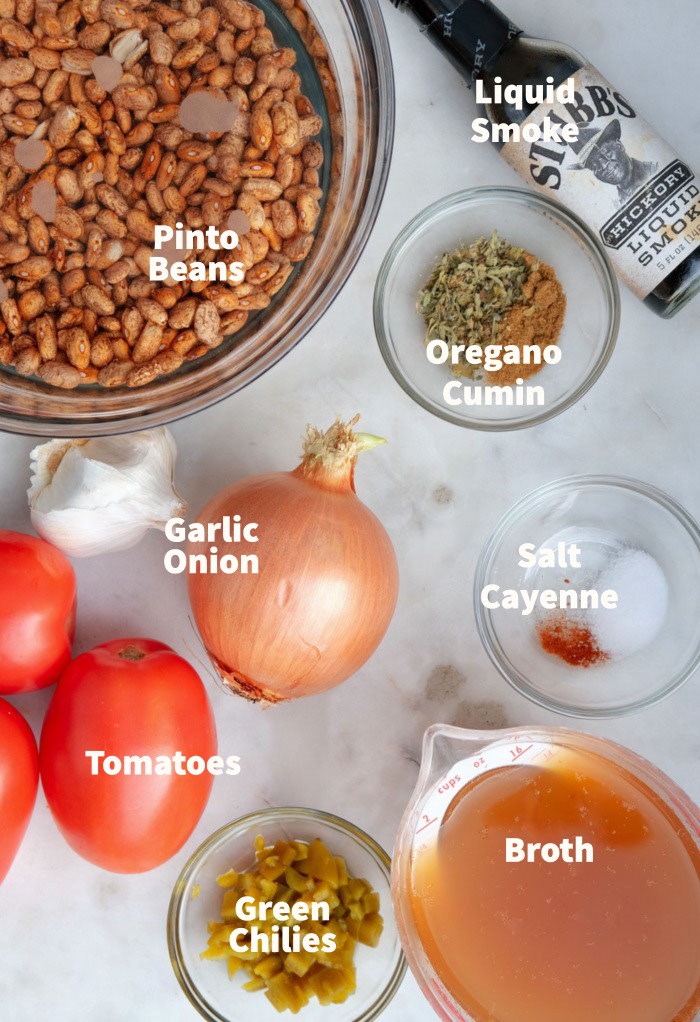 Ingredients to make Mexican Beans in a slow cooker. 