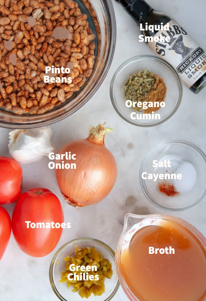 Ingredients to make Mexican Beans in a slow cooker.