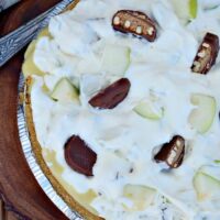 No Bake Take 5 Apple Pie is a delicious combination of chopped candy bars and apples folded into pudding and whipped cream! The Foodie Affair