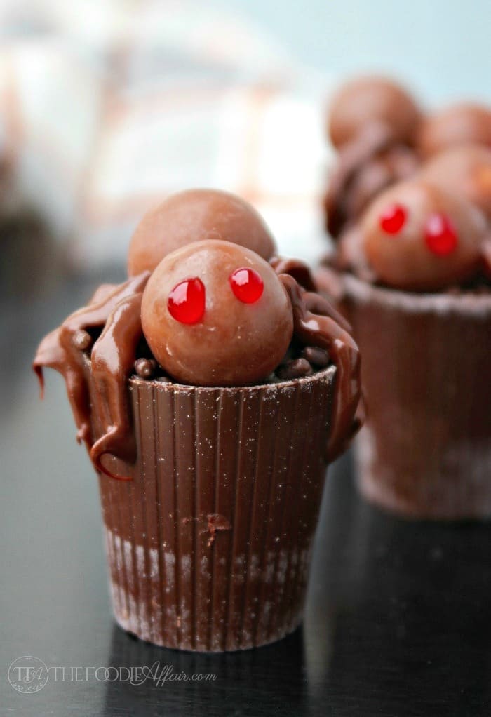 Halloween Chocolate Peanut Butter Spider Treat will be a perfect addition to a party celebrating the fun holiday! The Foodie Affair