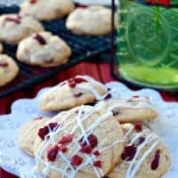 Macadamia Cranberry White Chocolate Cookies on a white plate
