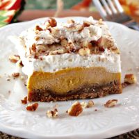 Light and airy pumpkin delight dessert on a white plate