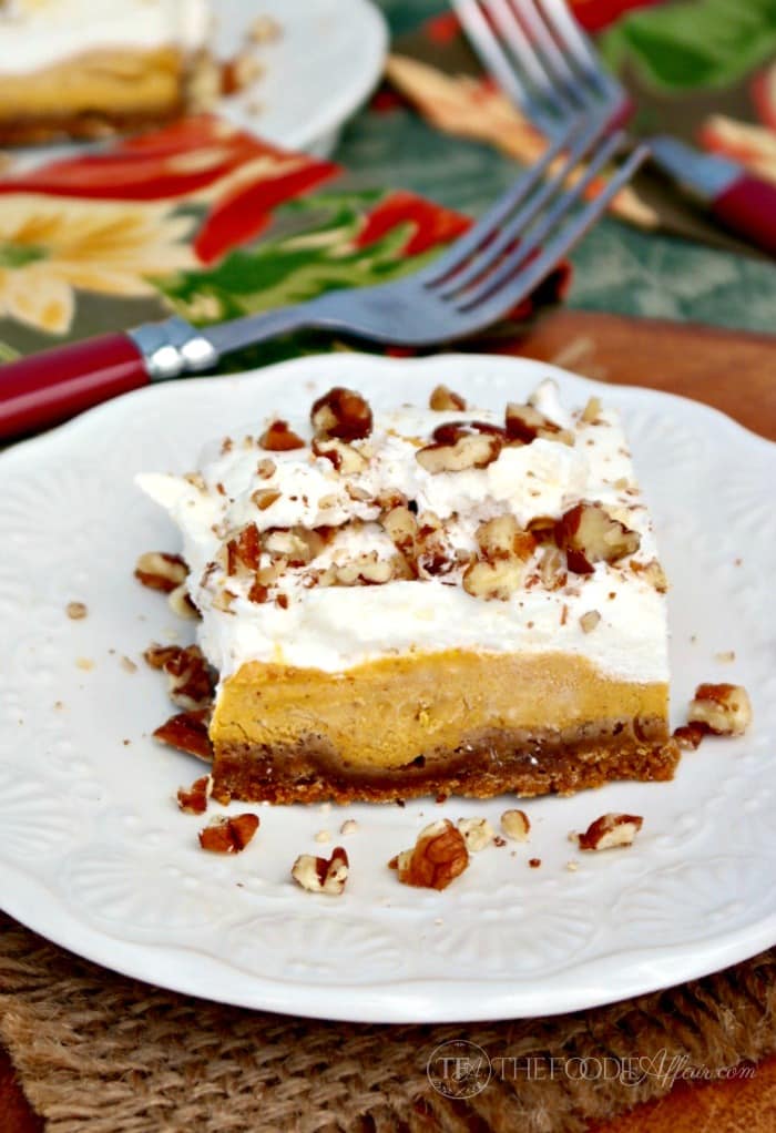 slice of pumpkin delight on a white plate