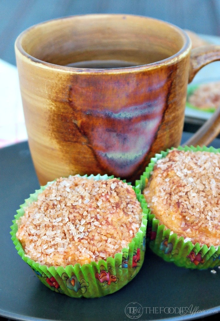 Light and airy Sweet Potato Muffins with a cinnamon crunch topping. Enjoy anytime of day with a warm beverage! The Foodie Affair