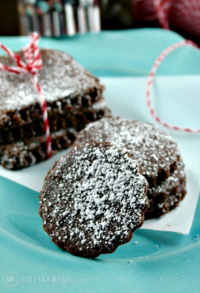 These Chocolate Shortbread Snow Cookies will melt in your mouth! Rich chocolate, light and tender sprinkled with powdered sugar snow! The Foodie Affair