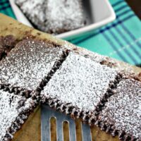 chocolate shortbread cookies on a baking sheet