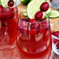 Wine spritzer in a clear glass for a holiday party