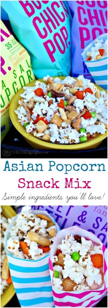 Easy Asian popcorn snack mix to share at a party, family game night or while watching sports! This healthy BOOMCHICKAPOP is made with simple ingredients and will be your favorite low calorie snack! The Foodie Affair