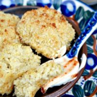 Cooked artichoke balls on a serving plate