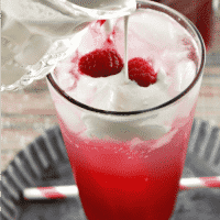 homemade soda recipe with fresh red raspberry sweetener