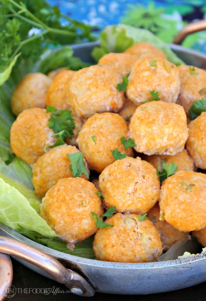 Bitesize buffalo chicken meatballs are a delicious appetizer to add to your next gathering. Dip them in homemade blue cheese dressing! The Foodie Affair