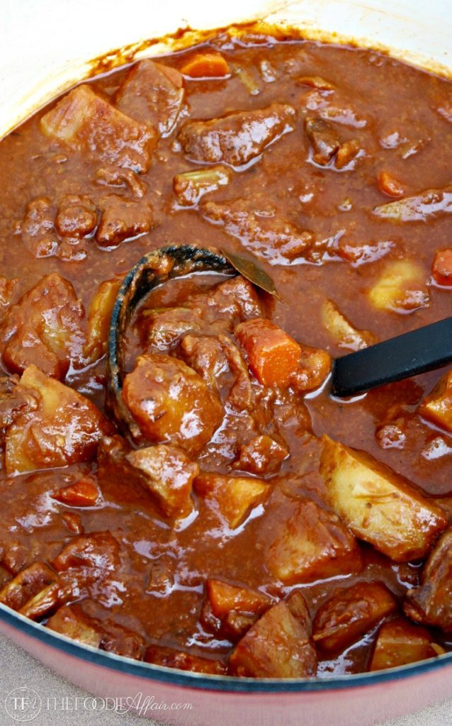 Rich hearty Beef Stout Stew with potatoes, carrots and celery for a complete Irish main dish! The Foodie Affair