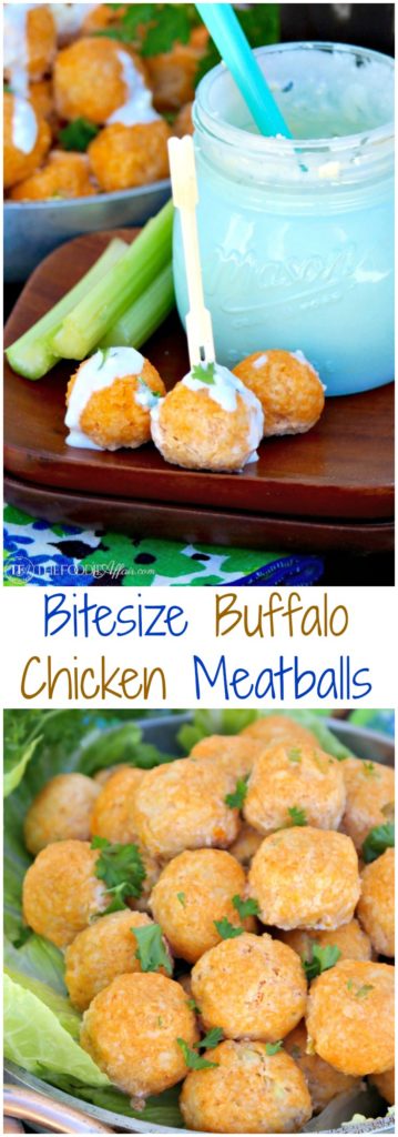 Bitesize buffalo chicken meatballs are a delicious appetizer to add to your next gathering. Dip them in homemade blue cheese dressing! The Foodie Affair