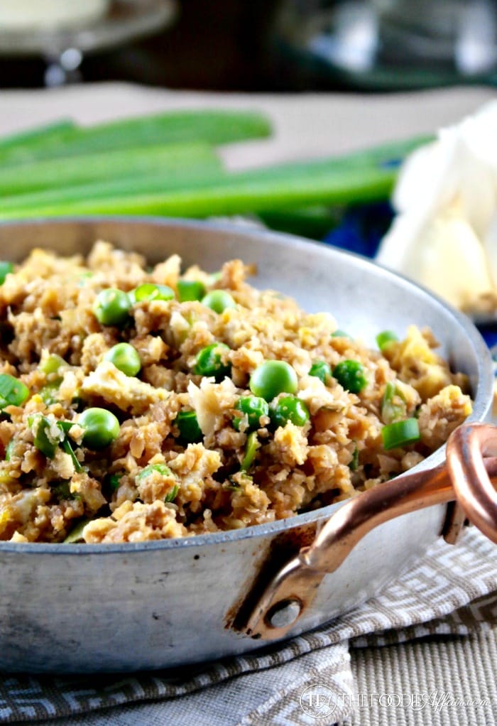 Easy Cauliflower Fried Rice in a serving plate