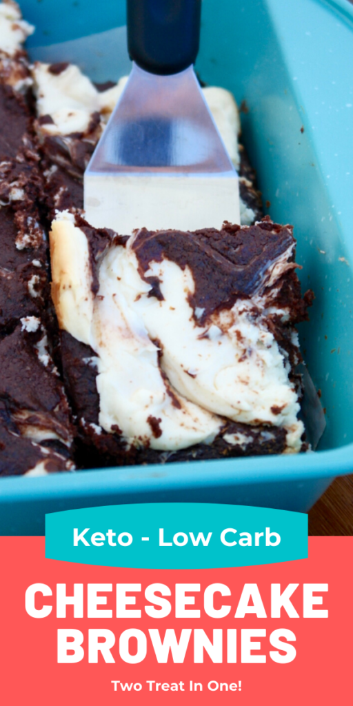 Keto Cheesecake Brownies are a delicious low carb guiltless treat! These gluten free and low sugar brownies are two favorite desserts combined! #dessert #brownies #keto #lowcarbrecipe #sugarfree