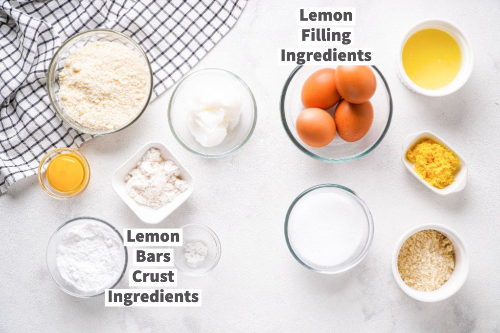 Ingredients to make keto lemon bars. 