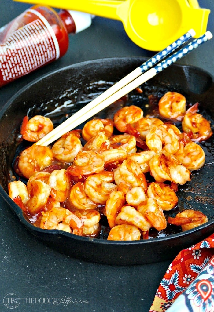 Spicy Tequila Shrimp marinaded in a sweet and spicy ingredients is delicious over rice, pasta or served as it is as an appetizer! The Foodie Affair