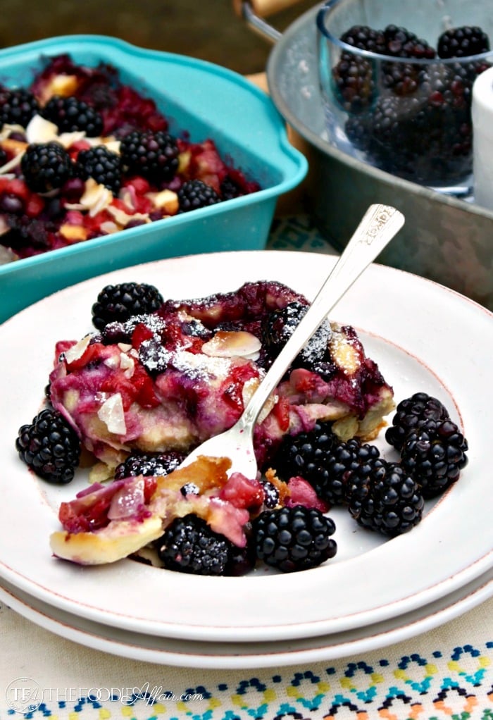 Fruit Breakfast Casserole with a mix of frozen and fresh berries topping an egg and coconut milk base!