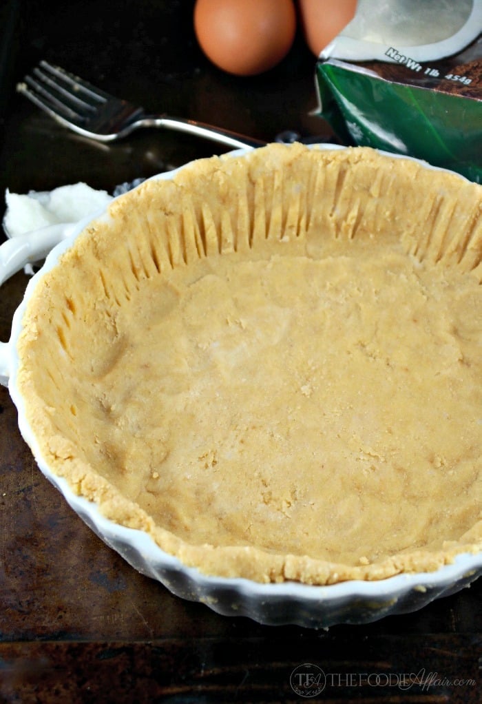 Coconut flour pie crust before filling. 