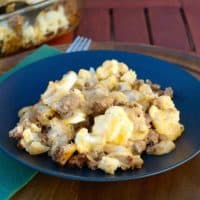 Low Carb Hamburger Casserole on a black plate